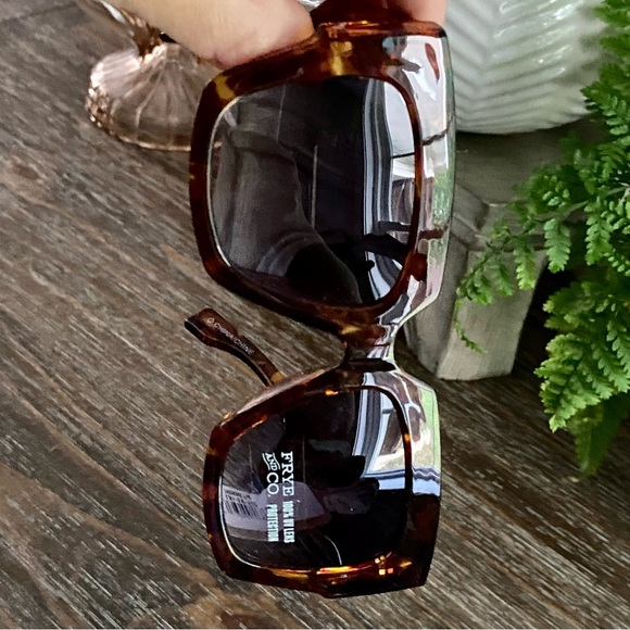 FRYE‎ & CO Oversized Square Tortoise Shell Chunky Sunglasses 100% UV Protection - Picture 5 of 11